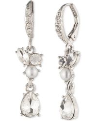 Givenchy - Silver-tone Crystal & Imitation Pearl Double Drop Earrings - Lyst