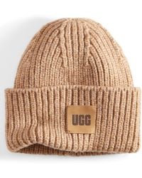 UGG - Chunky Rib-knit Logo-patch Beanie - Lyst