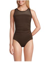 Lands' End - Chlorine Resistant Smoothing Control Mesh High Neck One Piece Swimsuit - Lyst