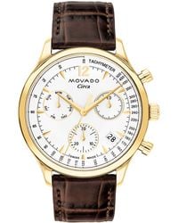 Movado - Heritage Circa Swiss Quartz Chronograph Genuine Leather Strap Watch 43mm - Lyst