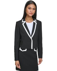 Karl Lagerfeld - Colorblocked Cropped Single-button Blazer - Lyst