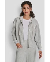 DKNY - Sequin Detail Long Sleeve Jacket - Lyst