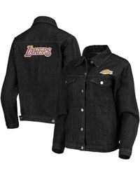 The Wild Collective - Los Angeles Lakers Patch Denim Button-up Jacket - Lyst