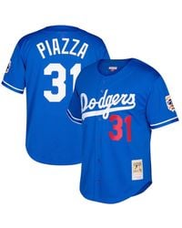 Mitchell & Ness Los Angeles Dodgers Mesh V-neck Jersey in White