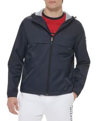 Tommy Hilfiger - Stretch Hooded Zip-front Rain Jacket - Lyst