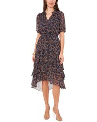 Vince Camuto - Printed Puff-sleeve Tiered Dress - Lyst