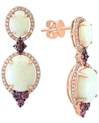 Lali Jewels Opal (3-5/8 Ct. T.w.), Pink Sapphire (1/2 Ct. T.w.) & Diamond (1/3 Ct. T.w.) Drop Earrings In 14k Rose Gold - Metallic