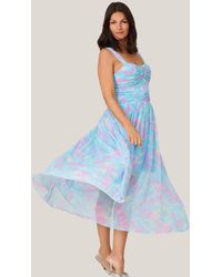 J. Mendel - Floral Twist Pleated Midi Dress - Lyst