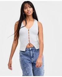 BarIII - Ribbed Button-front Top - Lyst