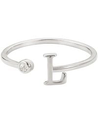 Adornia - Silver Adjustable Cz Initial Ring - Lyst