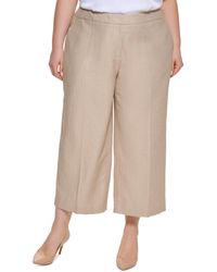 Calvin Klein - Plus Size 100% Linen Cropped Wide-leg Pants - Lyst
