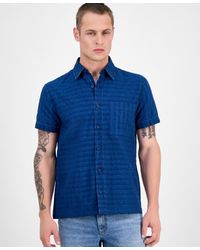 Sun & Stone - Sun + Stone Short Sleeve Striped Denim Button-front Shirt - Lyst