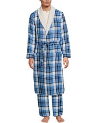 Lands' End - High Pile Fleece Lined Flannel Robe - Lyst