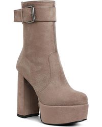LONDON RAG - Wanderer Flared Block Heel Mid-calf Boots - Lyst