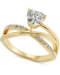 Charter Club - Tone Pave & Heart Cubic Zirconia Asymmetrical Ring - Lyst