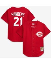 Mitchell & Ness - Deion Sanders Cincinnati S Cooperstown Mesh Batting Practice Button-up Jersey - Lyst