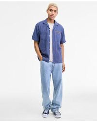 Sun & Stone - Sun Stone Camp Joss Regular Fit Embroidered Button Down Shirt Inside Out Regular Fit T Shirt baggy Jeans Macys Exclusive - Lyst