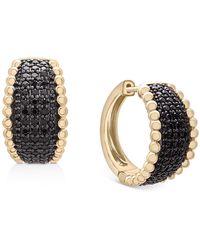 Wrapped in Love ? Black Diamond Bead Edge Small Hoop Earrings (1 Ct. T.w.) In 14k Gold, Created For Macy's - Metallic