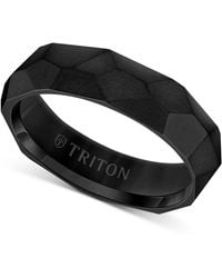 Triton - Faceted Brush Finish Wedding Band - Lyst