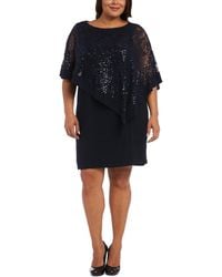 R & M Richards - Plus Size Sequined Lace Cape Dress - Lyst
