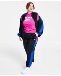 Reebok - Plus Size Logo Graphic T Shirt Zip Front Colorblocked Jacket Pull On Logo Woven Track Pants - Lyst