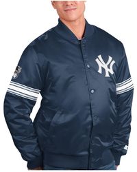 Starter - New York Yankees Pick And Roll Satin Varsity Full-snap Jacket - Lyst