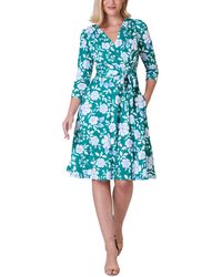 Jessica Howard - Floral-print 3/4-sleeve Wrap Dress - Lyst