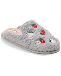 Dearfoams - Pink Bow Teddy Scuff Slipper - Lyst