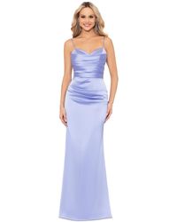 Betsy & Adam - Satin Ruched Gown - Lyst