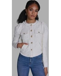 BCBGMAXAZRIA - Crewneck Button-front Tweed Jacket - Lyst