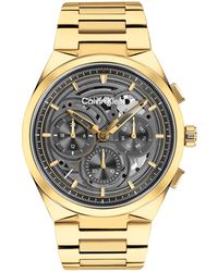 Calvin Klein - Distinguish Skeleton Gold-tone Stainless Steel Bracelet Watch 44mm - Lyst