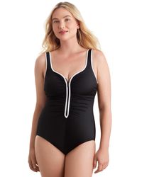 Mimi Flamingo By Shape Solver Sport - Shape Solver Sport By Mimi Flamingo Shirred-side Zip-up One-piece Swimsuit - Lyst
