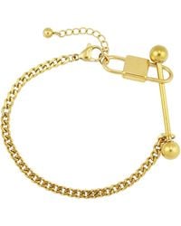 Rebl Jewelry - 18k Gold Plated Stainless Steel Bar Lock Chain Bracelet - Lyst