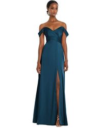 Dessy Collection - Off-the-shoulder Flounce Sleeve Empire Waist Gown - Lyst