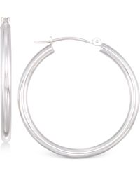 Macy's - Polished Tube Hoop Earrings In 10k Yellow, White Or Rose Gold - Lyst
