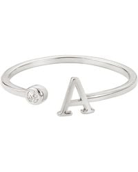 Adornia - Silver Adjustable Cz Initial Ring - Lyst