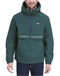 Tommy Hilfiger Mens Retro Lightweight Taslan Hooded Popover Water Resistant  Jacket Windbreaker in Blue for Men | Lyst
