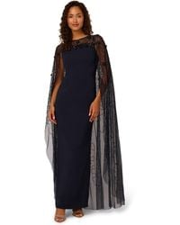 Adrianna Papell - Bead Cape Crepe Long Dress - Lyst