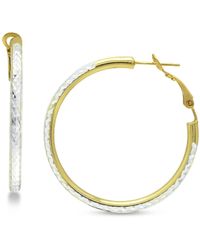Giani Bernini - Medium Two-tone Textured Hoop Earrings In Sterling Silver & 18k Gold-plate, 1-1/2", Created For Macy's - Lyst