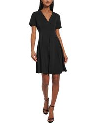 Tommy Hilfiger - Petite V-neck Pleated Fit & Flare Dress - Lyst