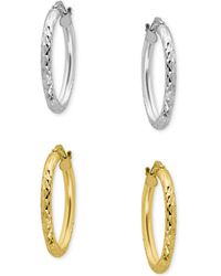 Giani Bernini - 2-pc. Set Faceted Textured Small Hoop Earrings - Lyst