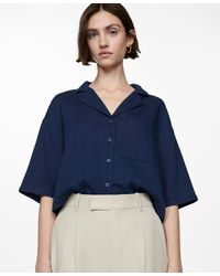 Mango - Short Sleeved Cotton Shirt - Lyst
