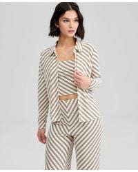 And Now This - Petite Button-front Polo Collar Cardigan Top - Lyst