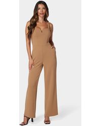 Bebe - Scuba Crepe Jumpsuit With Strap - Lyst