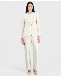 Tahari - Crepe Double Breasted Jacket Short Sleeve Sweater T Shirt Flare Pants - Lyst