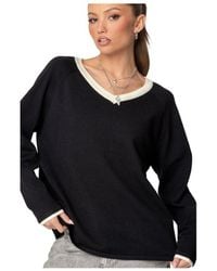 Edikted - Contrast V Neck Knit Sweater - Lyst