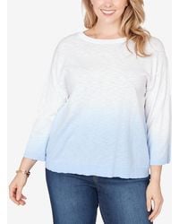 Ruby Rd. - Plus Size Dip Dye Ombre Cotton Pullover Sweater - Lyst