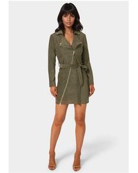 Bebe - Faux Suede Moto Dress - Lyst