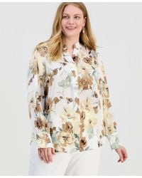 Anne Klein - Plus Size Floral Popover Blouse - Lyst