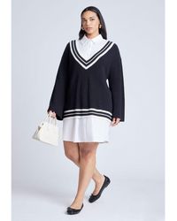 Eloquii - Plus Size Striped Sweater Twofer Mini Shirt Dress - Lyst